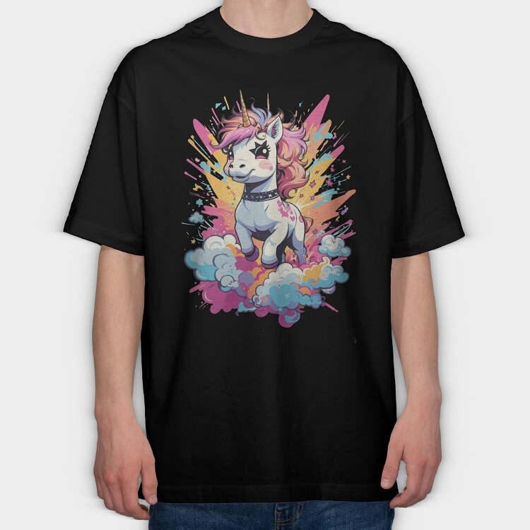 Unicorn Color Splash, Tricou Oversize Barbati (Unisex)