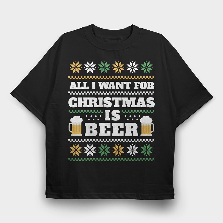 Beer Ugly Sweater 2, Tricou Oversize Barbati (Unisex)