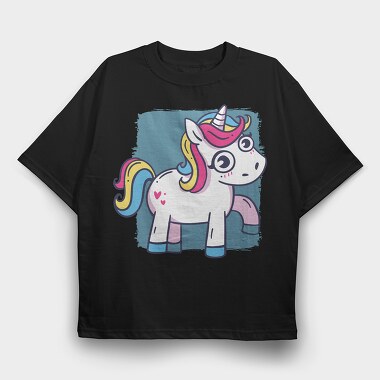 Unicorn Cute Animation, Tricou Oversize Barbati (Unisex)
