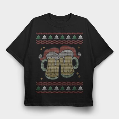 Beer Ugly Sweater, Tricou Oversize Barbati (Unisex)