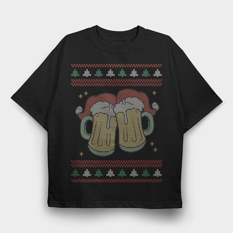 Beer Ugly Sweater, Tricou Oversize Barbati (Unisex)