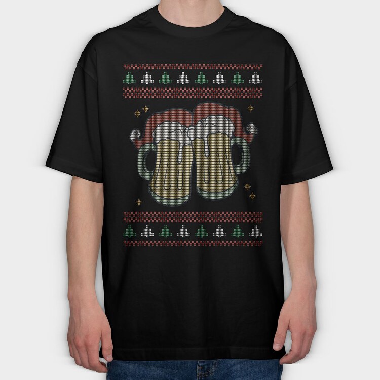 Beer Ugly Sweater, Tricou Oversize Barbati (Unisex)