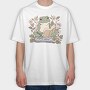 Frog Reading Cottagecore, Tricou Oversize Barbati (Unisex)