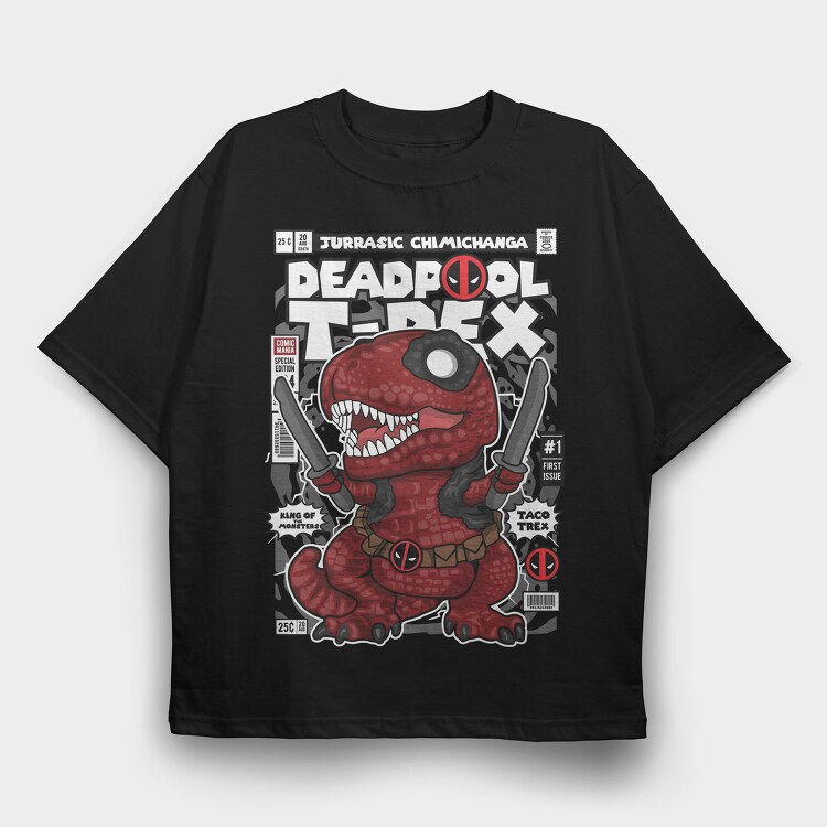 Deadpool T Rex, Tricou Oversize Barbati (Unisex)