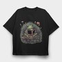 Frog Reading Flowers, Tricou Oversize Barbati (Unisex)