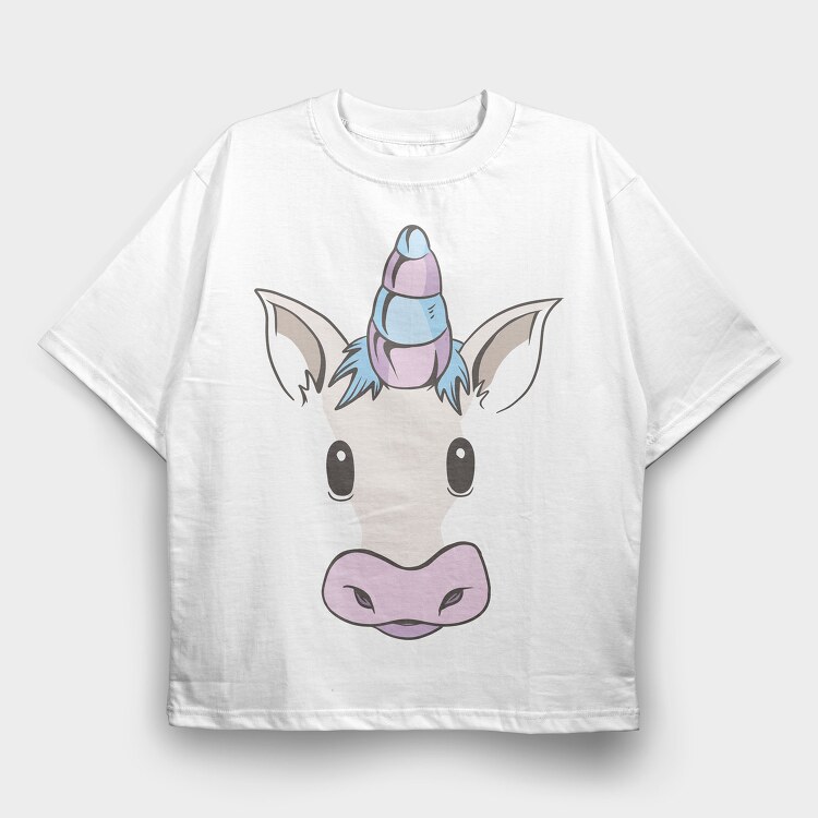 Unicorn Face, Tricou Oversize Barbati (Unisex)