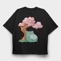 Frog Under a Cherry Blossom, Tricou Oversize Barbati (Unisex)