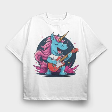 Unicorn Guitar, Tricou Oversize Barbati (Unisex)