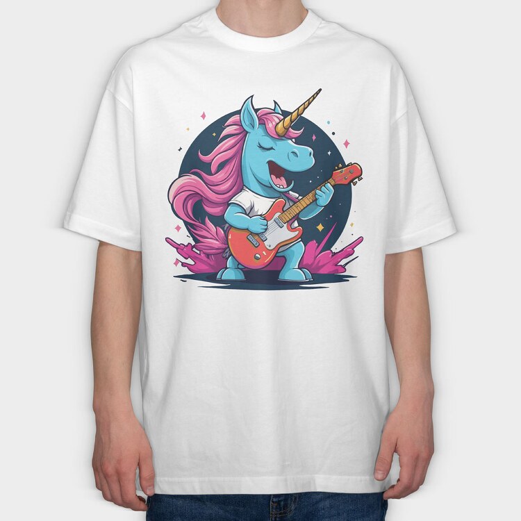 Unicorn Guitar, Tricou Oversize Barbati (Unisex)