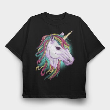 Unicorn Head Color, Tricou Oversize Barbati (Unisex)