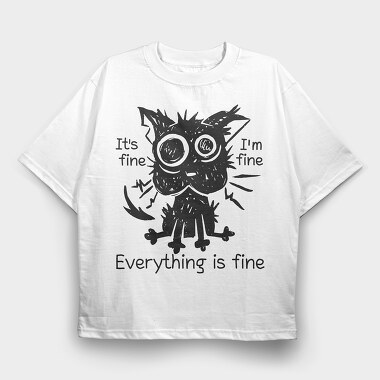 Shaggy Cat Everything Is Fine, Tricou Oversize Barbati (Unisex)