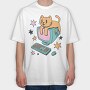 Computer Cat, Tricou Oversize Barbati (Unisex)
