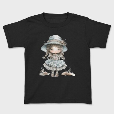 Blue Vintage Girl, Tricou Copii