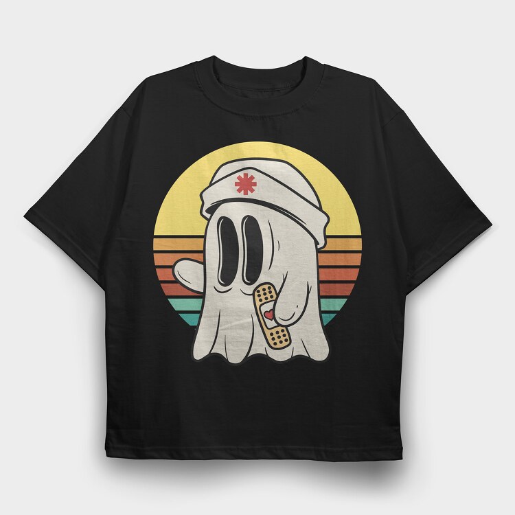 Nurse Ghost, Tricou Oversize Barbati (Unisex)
