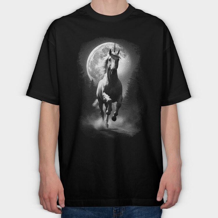 Unicorn Monochrome, Tricou Oversize Barbati (Unisex)