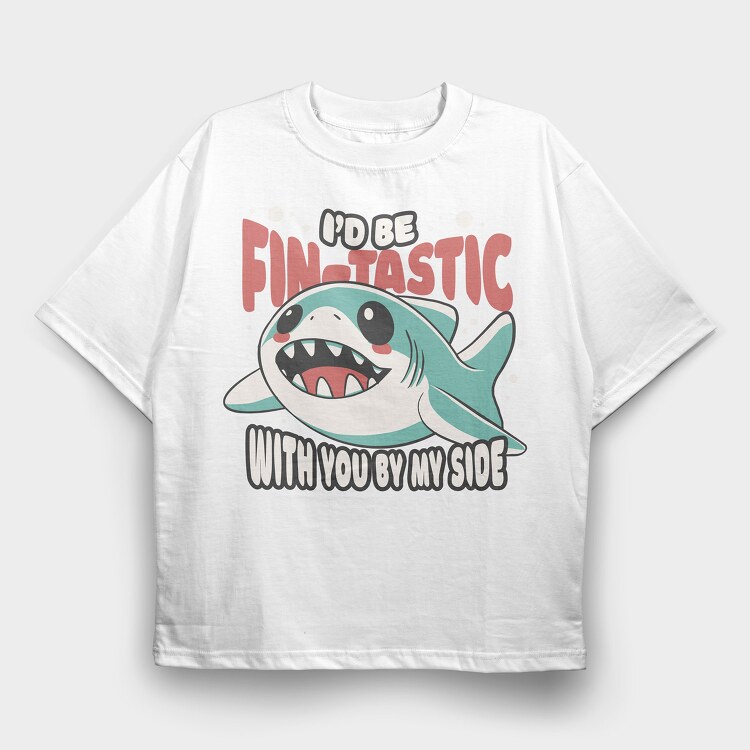 Shark Cute Valentines, Tricou Oversize Barbati (Unisex)
