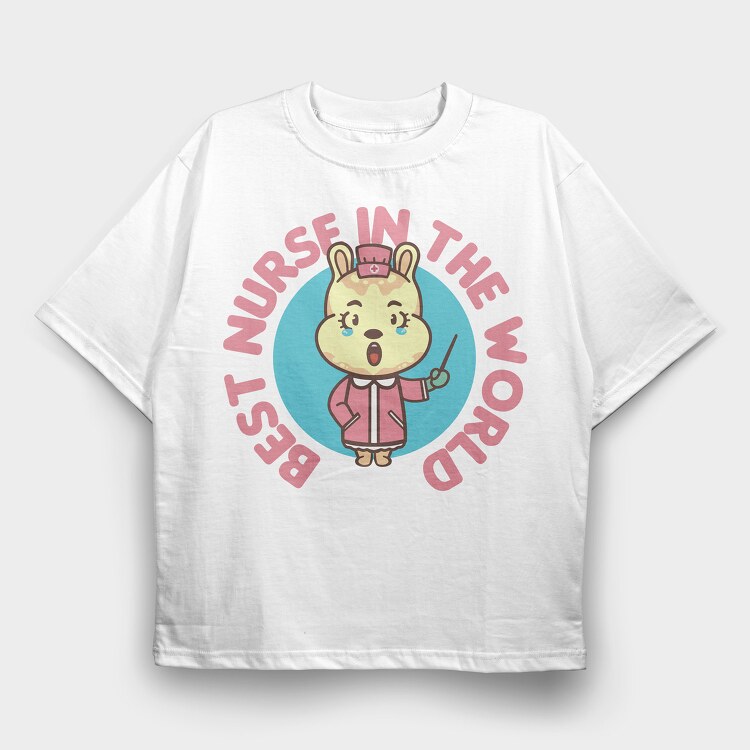 Best Nurse in the World Cartoon, Tricou Oversize Barbati (Unisex)