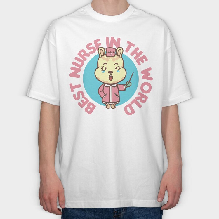 Best Nurse in the World Cartoon, Tricou Oversize Barbati (Unisex)