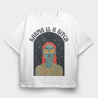 Karma Middle Finger, Tricou Oversize Barbati (Unisex)