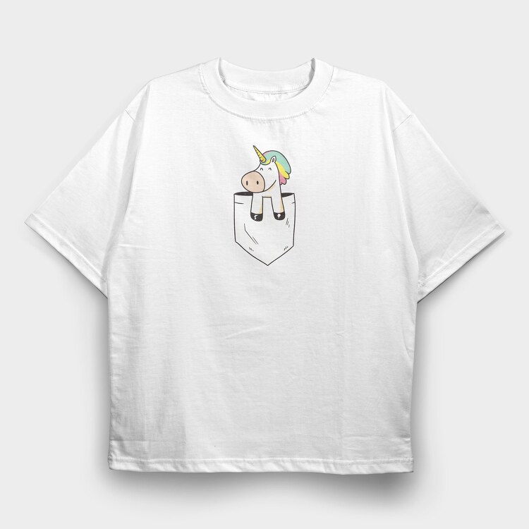 Unicorn Pocket, Tricou Oversize Barbati (Unisex)