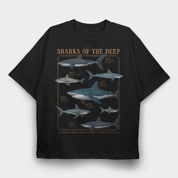 Sharks of the Deep, Tricou Oversize Barbati (Unisex)