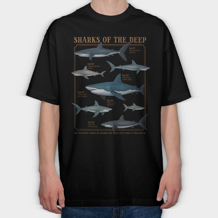 Sharks of the Deep, Tricou Oversize Barbati (Unisex)