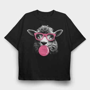 Sheep Monochrome Bubblegum, Tricou Oversize Barbati (Unisex)