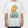 Kawaii Capybara and Turtle, Tricou Oversize Barbati (Unisex)
