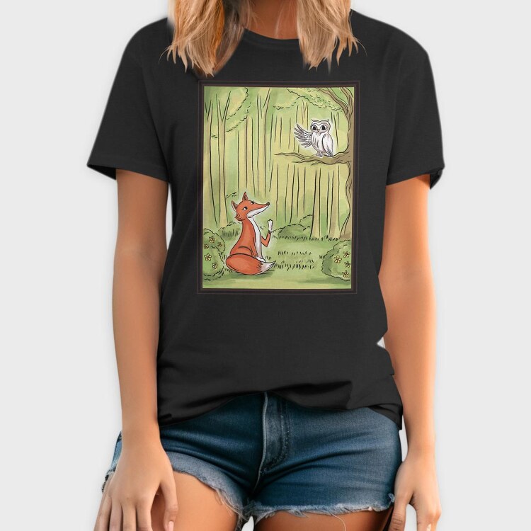 Cute Fox And Owl, Tricou Barbati (Unisex)
