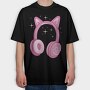 Kawaii Pink Headphones, Tricou Oversize Barbati (Unisex)