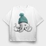 Octopus Winter Hat, Tricou Oversize Barbati (Unisex)