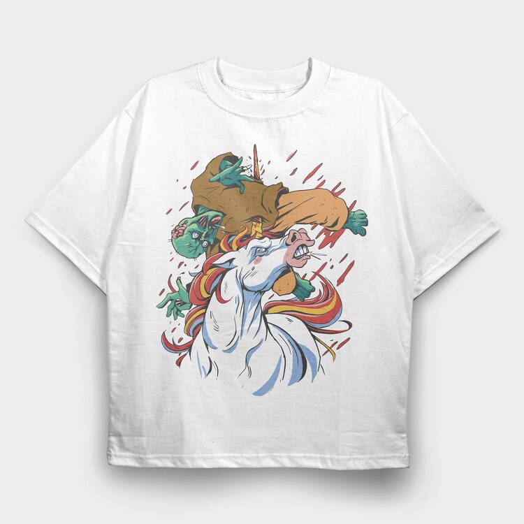 Unicorn Zombies, Tricou Oversize Barbati (Unisex)