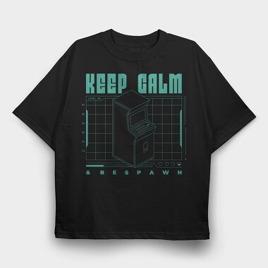 Keep Calm and Respawn, Tricou Oversize Barbati (Unisex)