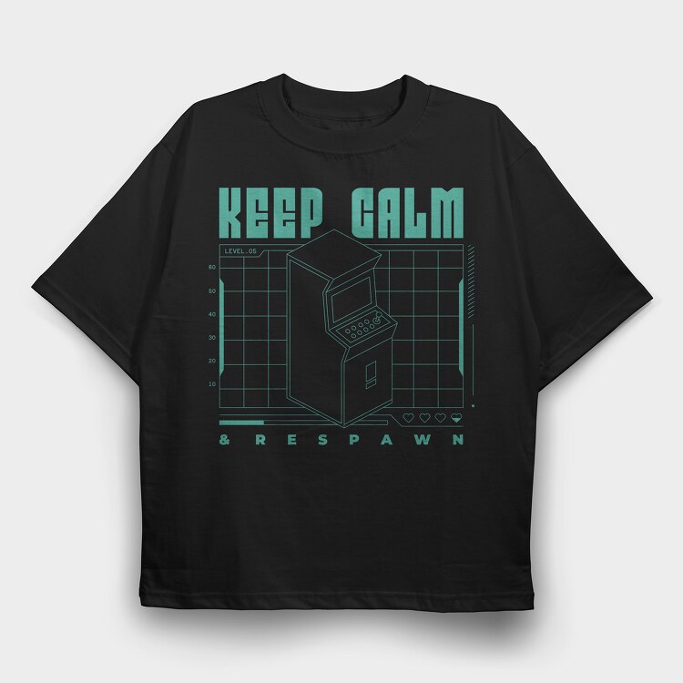 Keep Calm and Respawn, Tricou Oversize Barbati (Unisex)