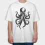 Octopus Monochrome, Tricou Oversize Barbati (Unisex)