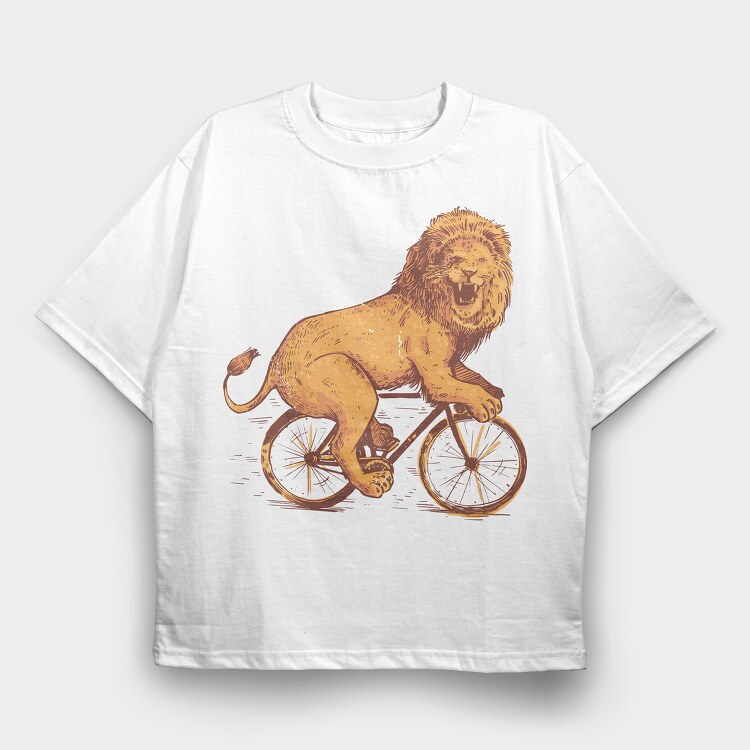 Bicicle Lion, Tricou Oversize Barbati (Unisex)