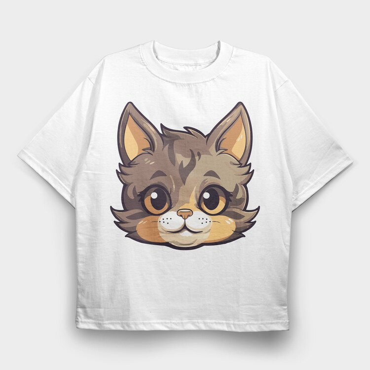 Funny Cat Cartoon, Tricou Oversize Barbati (Unisex)