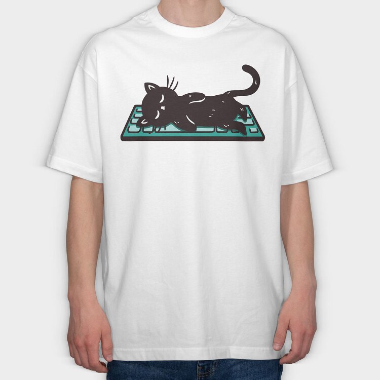 Keyboard Kitty, Tricou Oversize Barbati (Unisex)