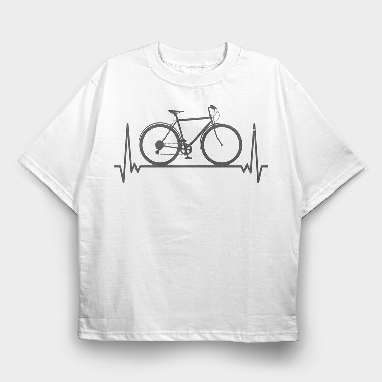 Bicycle Heartbeat, Tricou Oversize Barbati (Unisex)