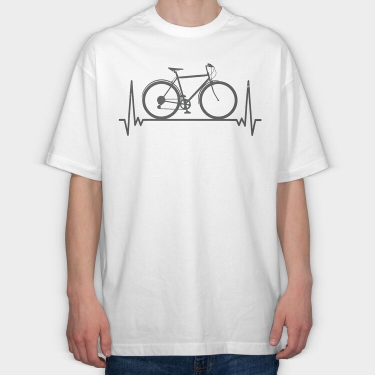 Bicycle Heartbeat, Tricou Oversize Barbati (Unisex)