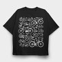 Bicycles Pattern, Tricou Oversize Barbati (Unisex)
