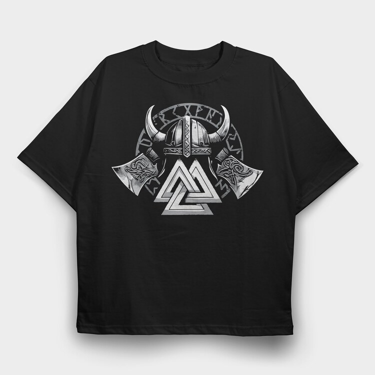 Valknut Vikings, Tricou Oversize Barbati (Unisex)