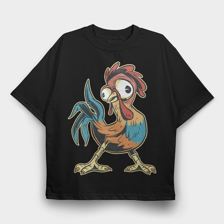 Funny Rooster, Tricou Oversize Barbati (Unisex)