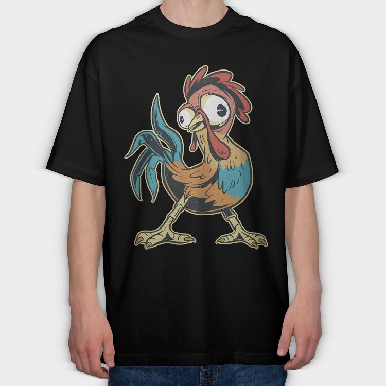 Funny Rooster, Tricou Oversize Barbati (Unisex)
