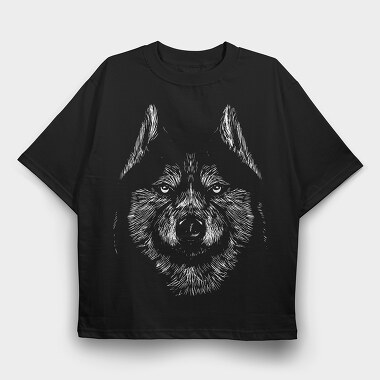 Siberian Husky, Tricou Oversize Barbati (Unisex)