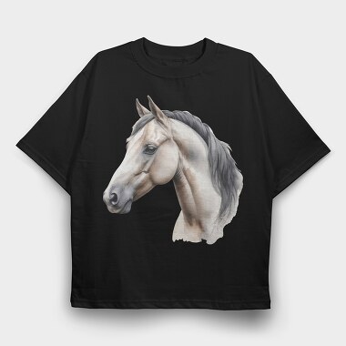 Side View Realistic Horse, Tricou Oversize Barbati (Unisex)