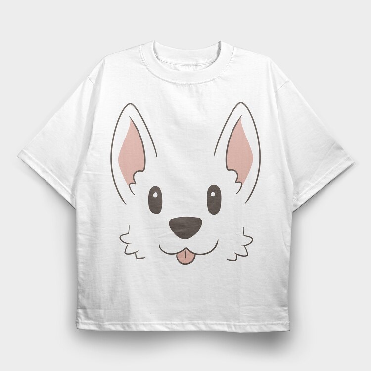 Corgi Face, Tricou Oversize Barbati (Unisex)