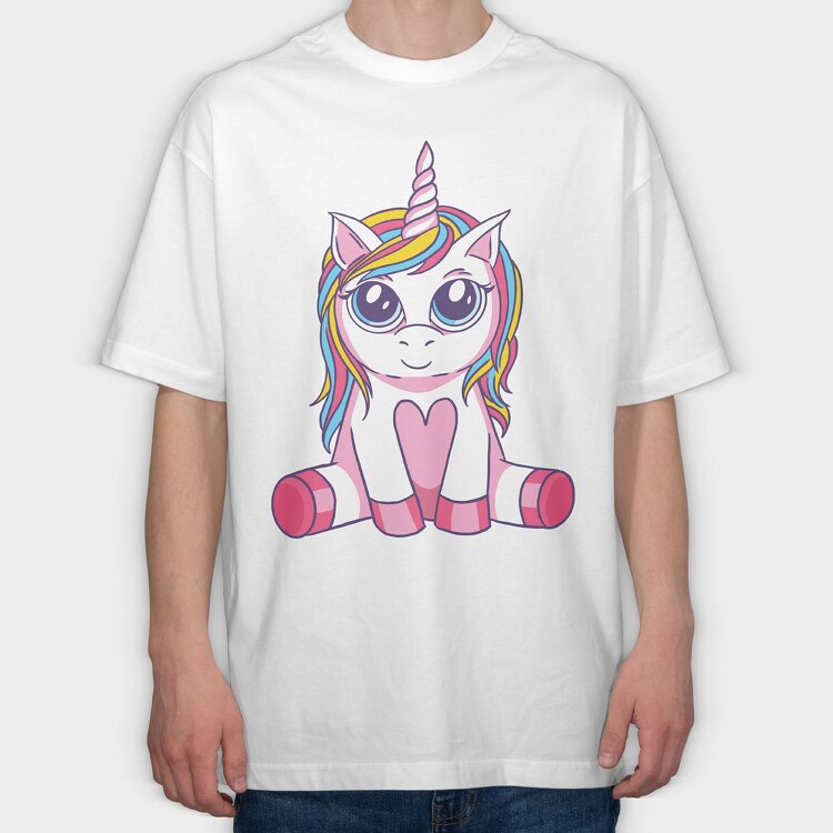 Big Eyes Unicorn, Tricou Oversize Barbati (Unisex)