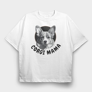 Corgi Mama, Tricou Oversize Barbati (Unisex)