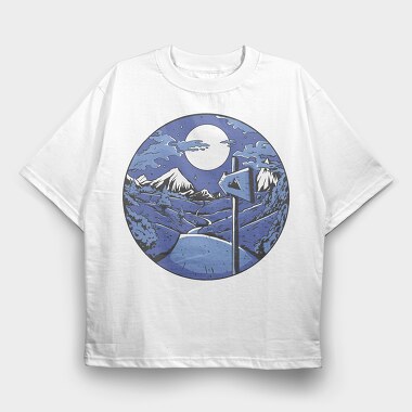 Signpost Mountain Night, Tricou Oversize Barbati (Unisex)